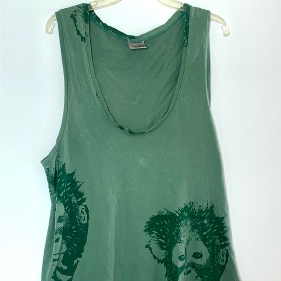 T.Rains Mens green singlet size large monkey faces chest 40” length is 28 in - Picture 1 of 8